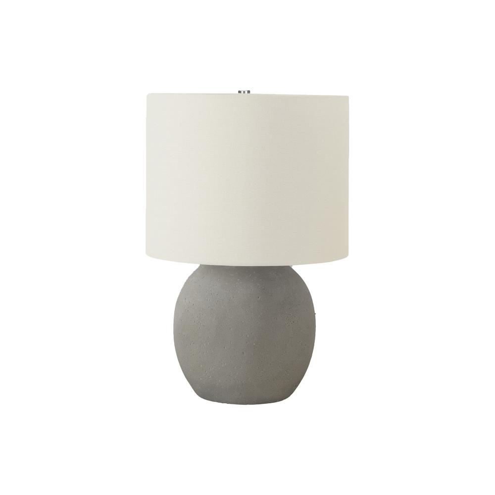 ="Lighting, 20""H, Table Lamp, Grey Concrete, Ivory / Cream Shade, Contemporary. Picture 1