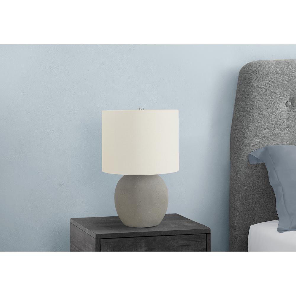 ="Lighting, 20""H, Table Lamp, Grey Concrete, Ivory / Cream Shade, Contemporary. Picture 6