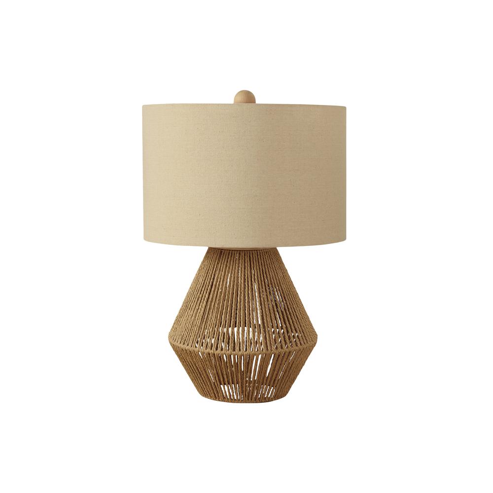Lighting, 22"H, Table Lamp, Brown Rope, Beige Shade, Transitional. Picture 1