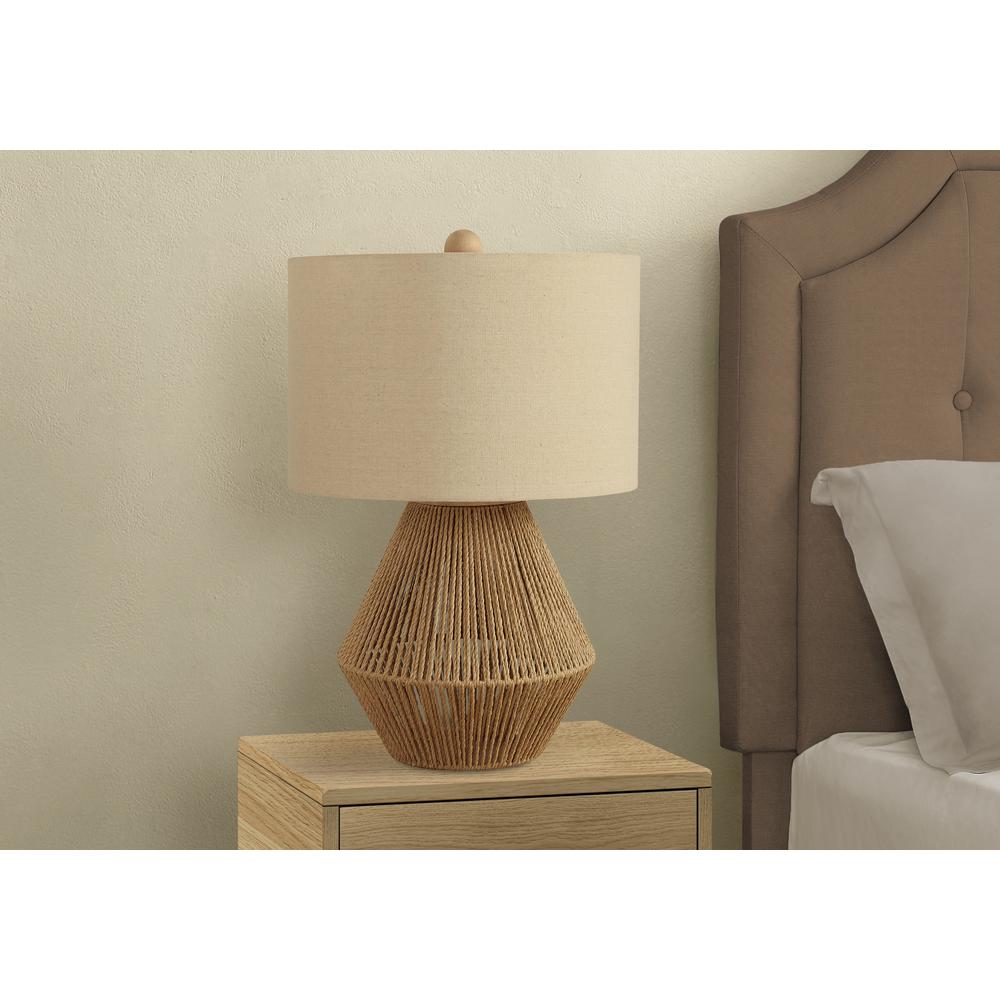 Lighting, 22"H, Table Lamp, Brown Rope, Beige Shade, Transitional. Picture 6