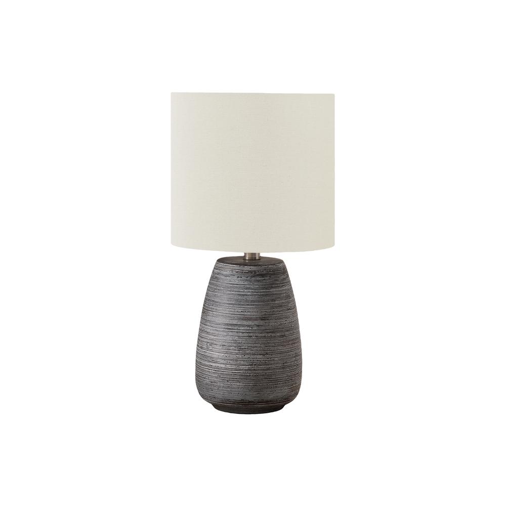 Lighting, 19"H, Table Lamp, Grey Ceramic, Ivory / Cream Shade, Contemporary. Picture 1