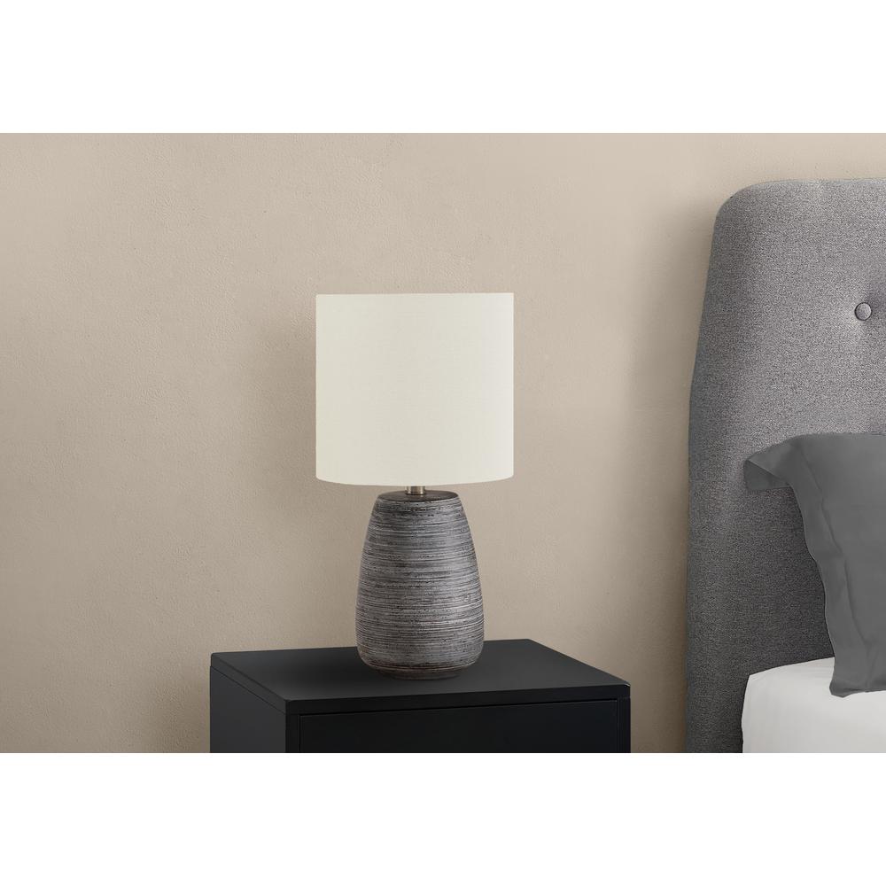 Lighting, 19"H, Table Lamp, Grey Ceramic, Ivory / Cream Shade, Contemporary. Picture 5