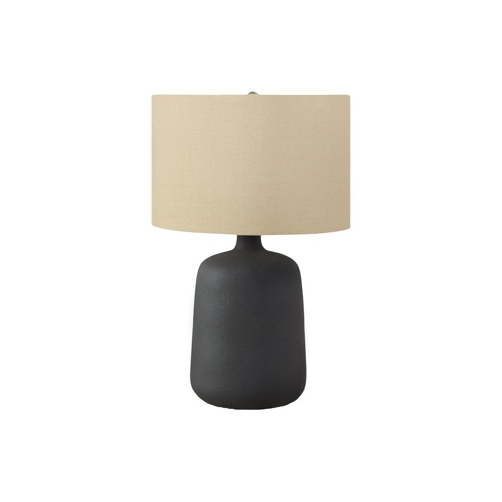 Lighting, 24"H, Table Lamp, Black Ceramic, Beige Shade, Contemporary. Picture 1