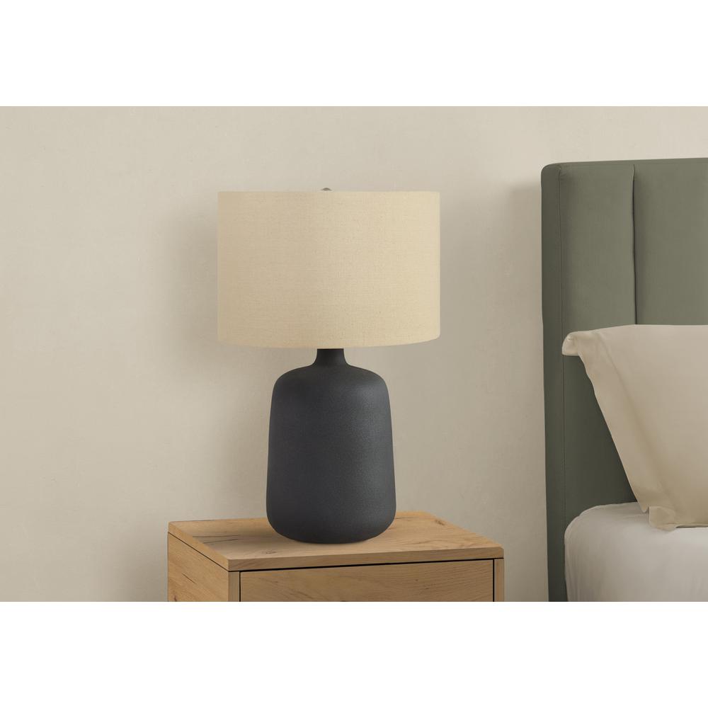 Lighting, 24"H, Table Lamp, Black Ceramic, Beige Shade, Contemporary. Picture 6