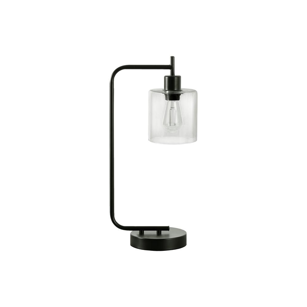 ="Lighting, 20""H, Table Lamp, Usb Port Included, Black Metal, Glass Shade, Mod. Picture 1