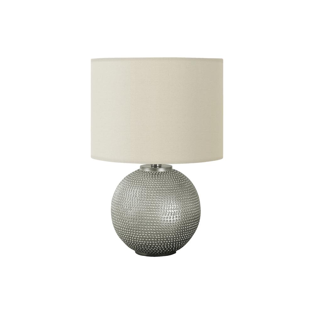Lighting, 19"H, Table Lamp, Grey Resin, Ivory / Cream Shade, Modern. Picture 1