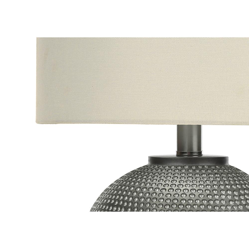 Lighting, 19"H, Table Lamp, Grey Resin, Ivory / Cream Shade, Modern. Picture 2