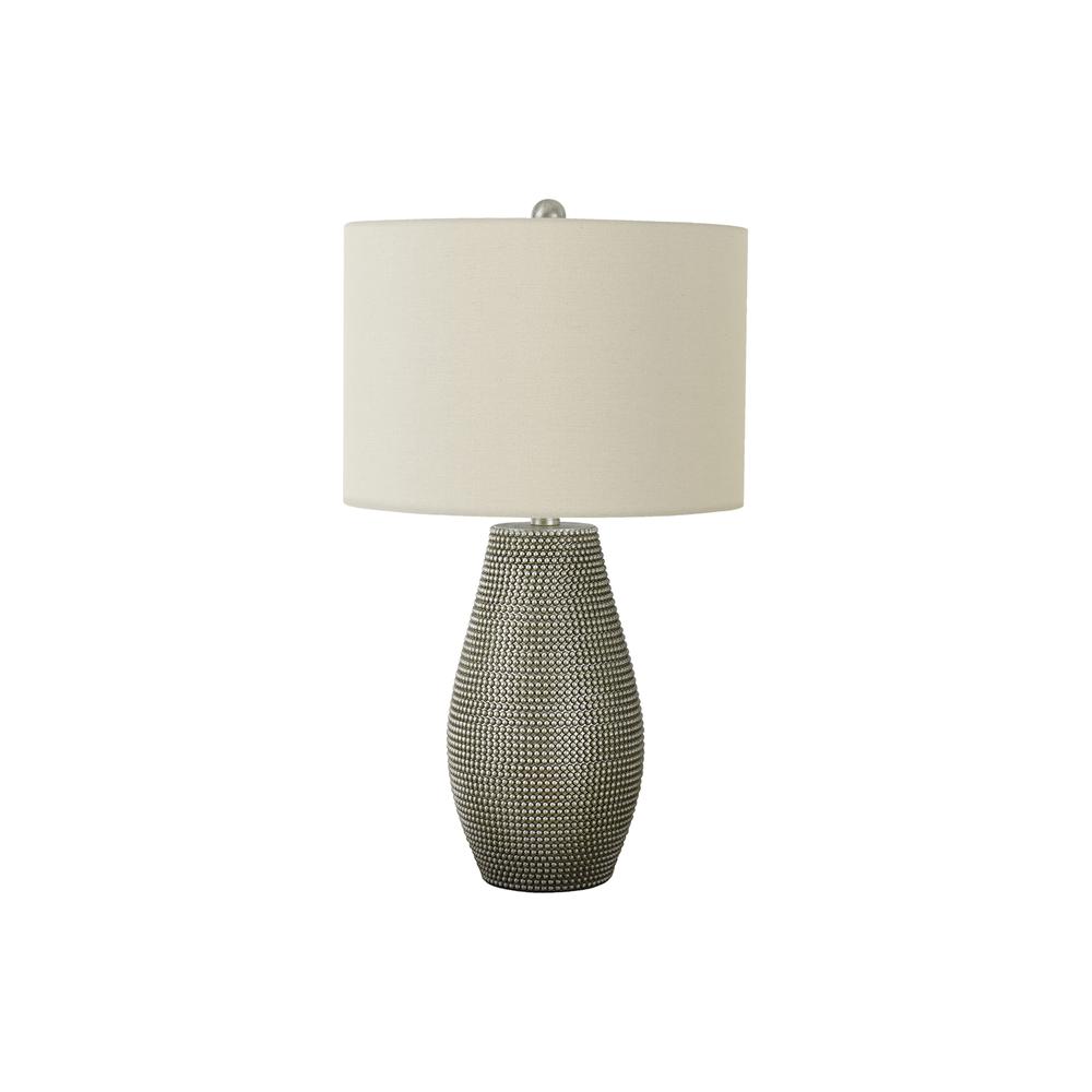 Lighting, 24"H, Table Lamp, Grey Resin, Ivory / Cream Shade, Contemporary. Picture 1