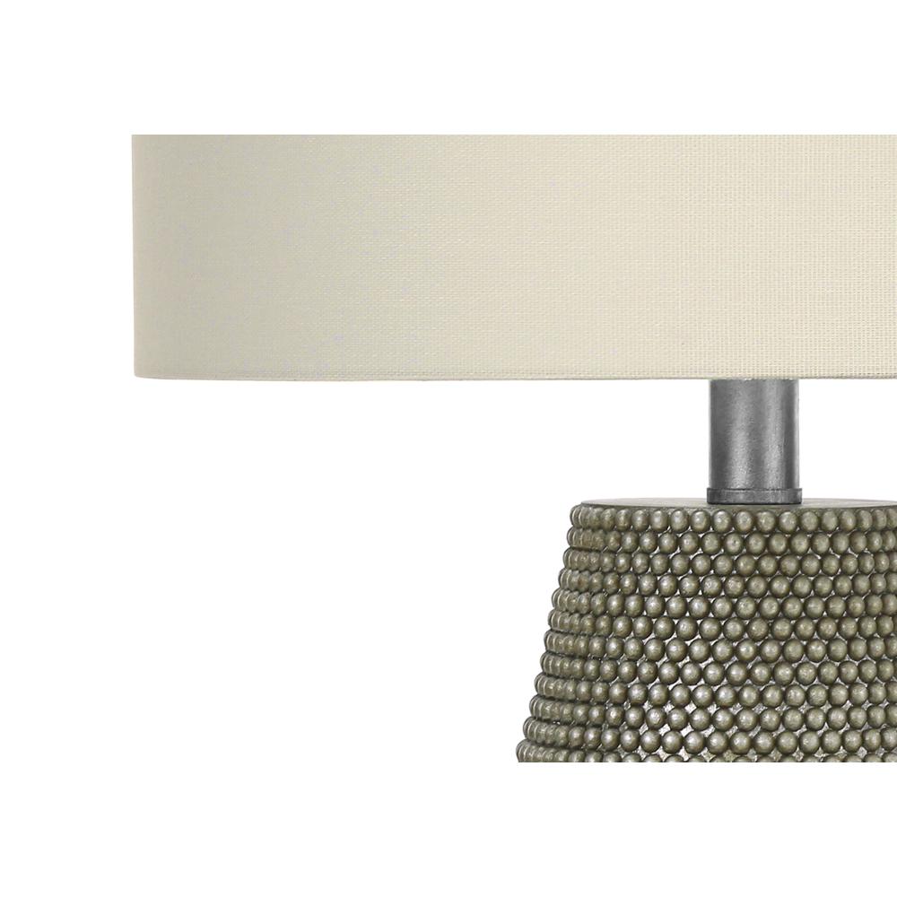 Lighting, 24"H, Table Lamp, Grey Resin, Ivory / Cream Shade, Contemporary. Picture 2