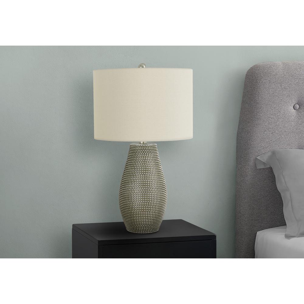 Lighting, 24"H, Table Lamp, Grey Resin, Ivory / Cream Shade, Contemporary. Picture 6