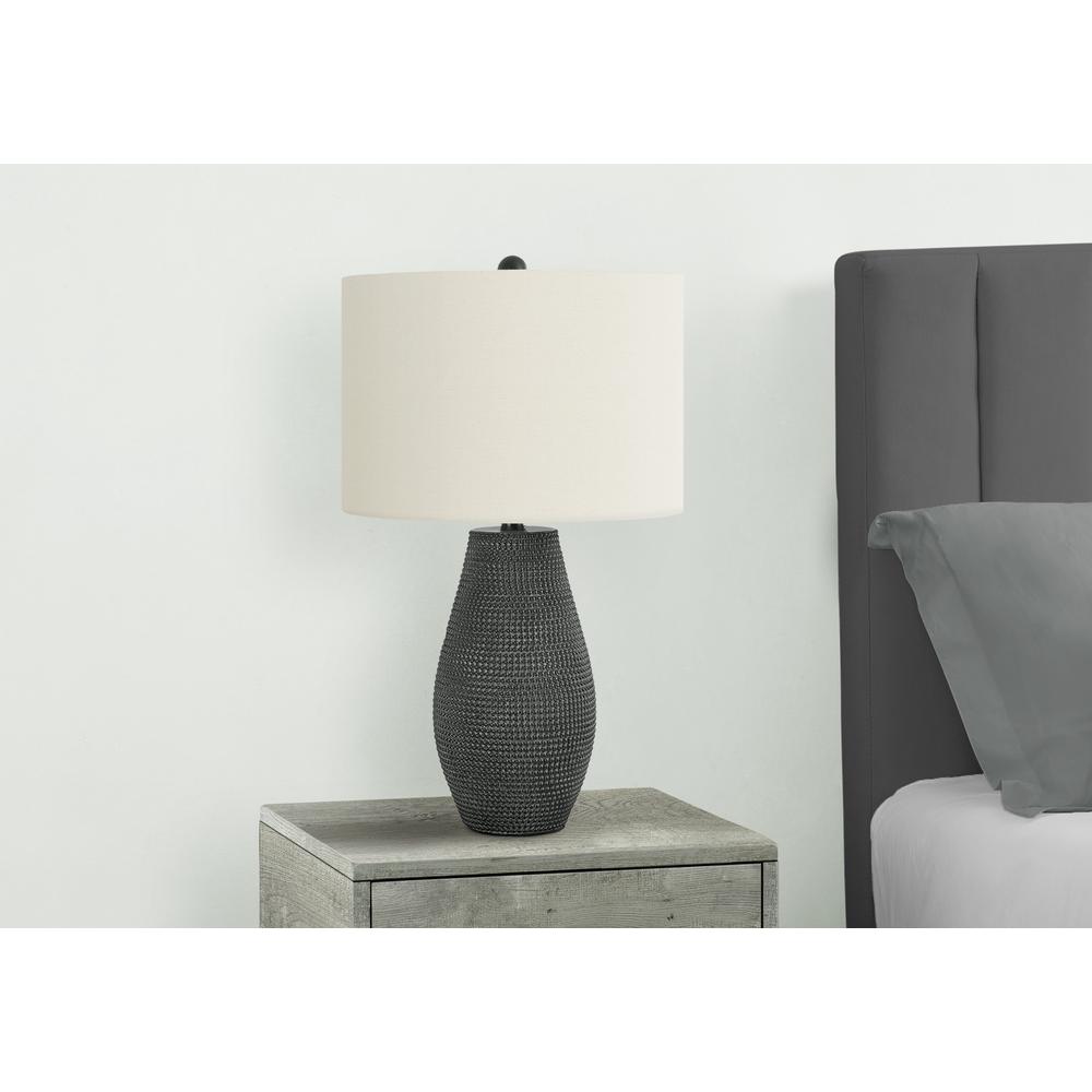 Lighting, 24"H, Table Lamp, Black Resin, Ivory / Cream Shade, Contemporary. Picture 6