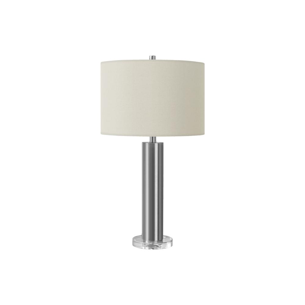 Lighting, 28"H, Table Lamp, Nickel Metal, Ivory / Cream Shade, Contemporary. Picture 1