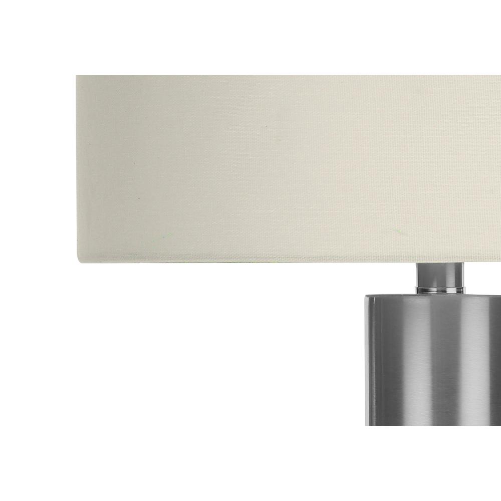 Lighting, 28"H, Table Lamp, Nickel Metal, Ivory / Cream Shade, Contemporary. Picture 2