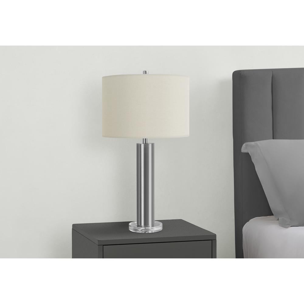 Lighting, 28"H, Table Lamp, Nickel Metal, Ivory / Cream Shade, Contemporary. Picture 6