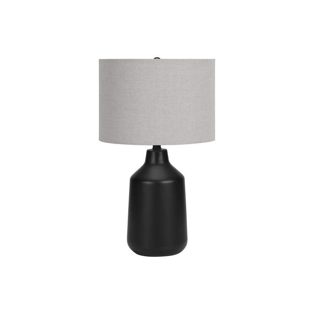 Lighting, 24"H, Table Lamp, Black Concrete, Grey Shade, Contemporary. Picture 1