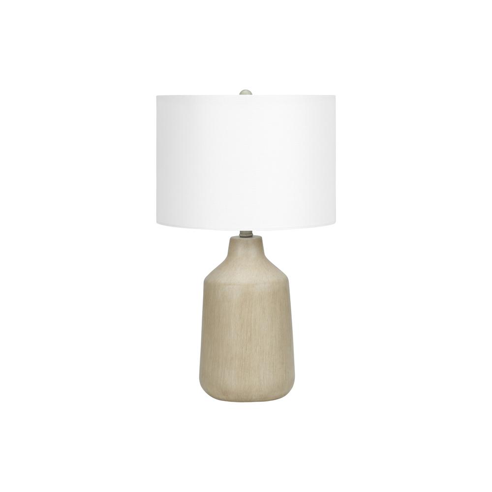 ="Lighting, 24""H, Table Lamp, Beige Concrete, Ivory / Cream Shade, Contemporar. Picture 1