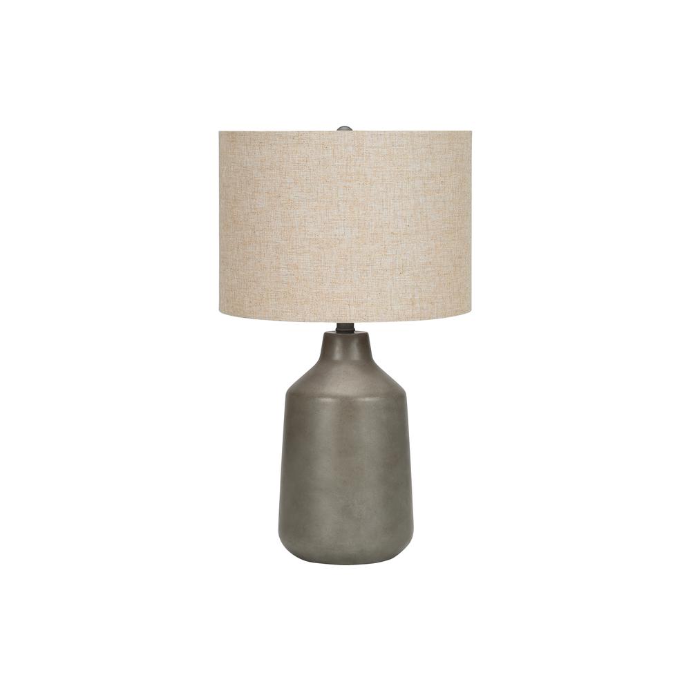 Lighting, 24"H, Table Lamp, Grey Concrete, Beige Shade, Contemporary. Picture 1