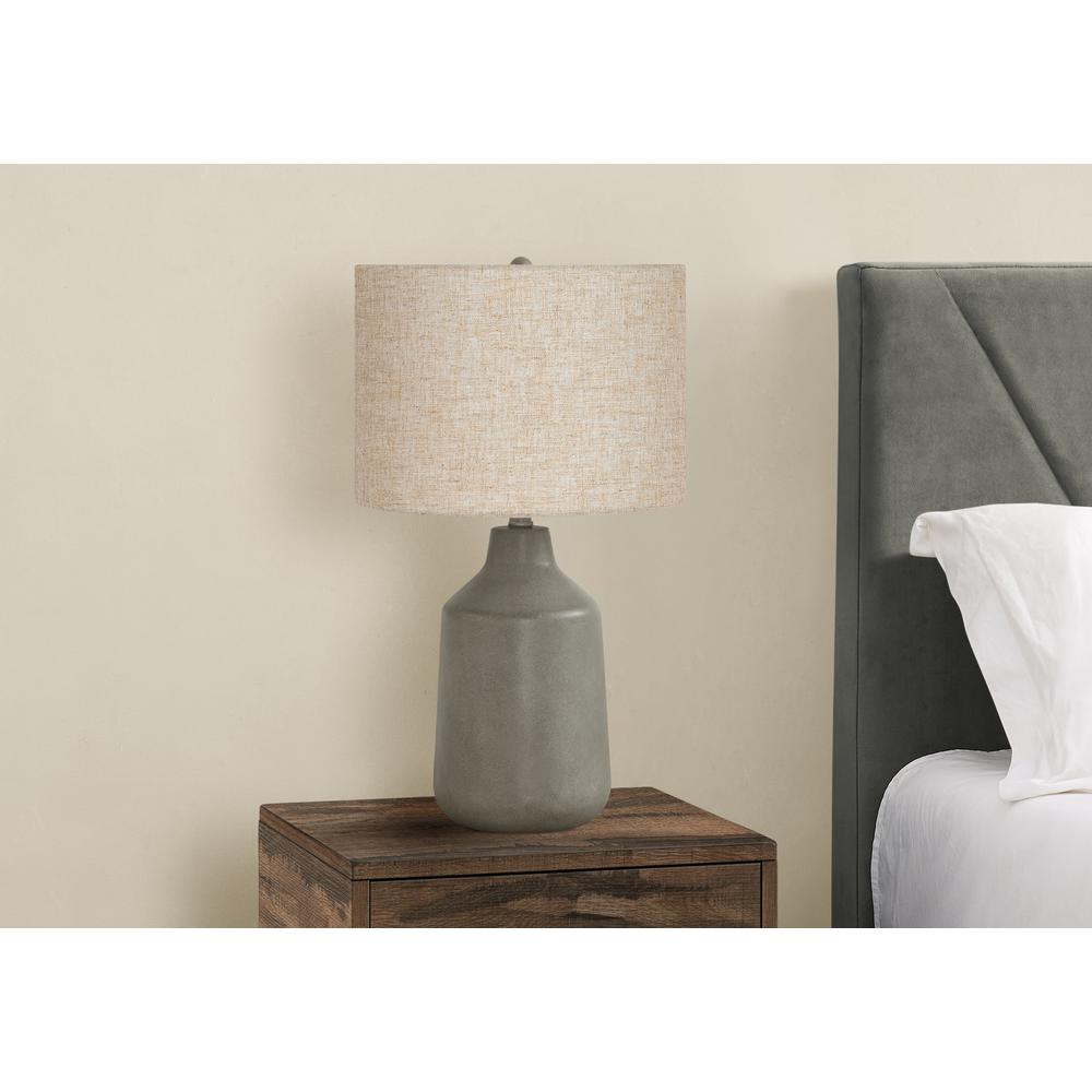 Lighting, 24"H, Table Lamp, Grey Concrete, Beige Shade, Contemporary. Picture 6