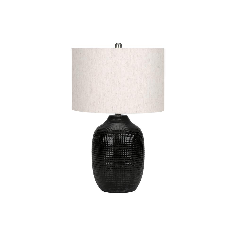 ="Lighting, 26""H, Table Lamp, Black Ceramic, Ivory / Cream Shade, Contemporary. Picture 1