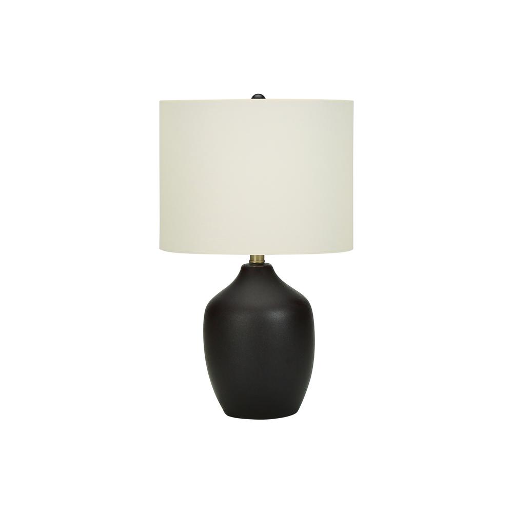 ="Lighting, 22""H, Table Lamp, Black Ceramic, Ivory / Cream Shade, Transitional. Picture 1