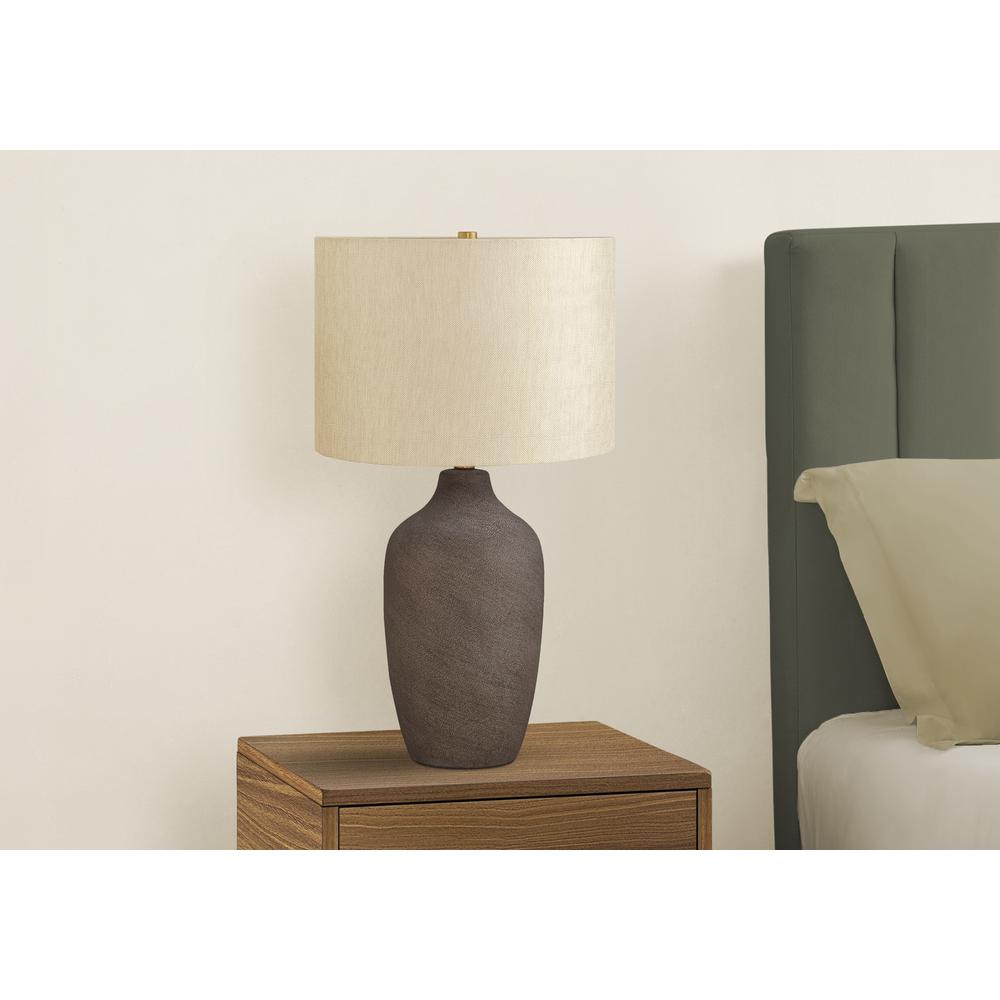 Lighting, 27"H, Table Lamp, Grey Ceramic, Beige Shade, Contemporary. Picture 6