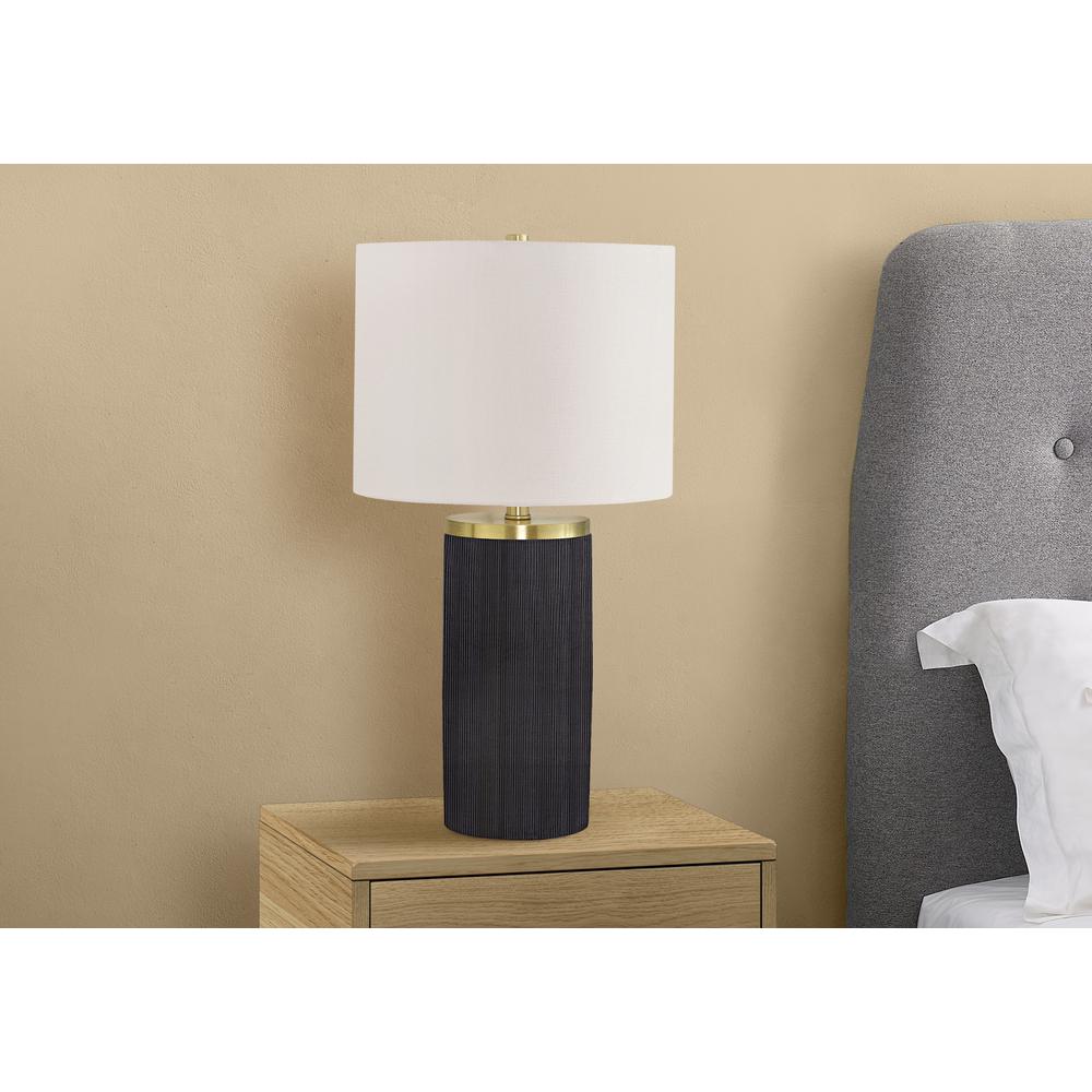 Lighting, 24"H, Table Lamp, Black Concrete, Ivory / Cream Shade, Modern. Picture 6