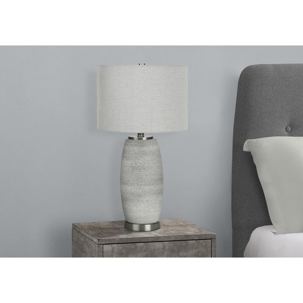 Lighting, 25"H, Table Lamp, Grey Ceramic, Grey Shade, Modern. Picture 6