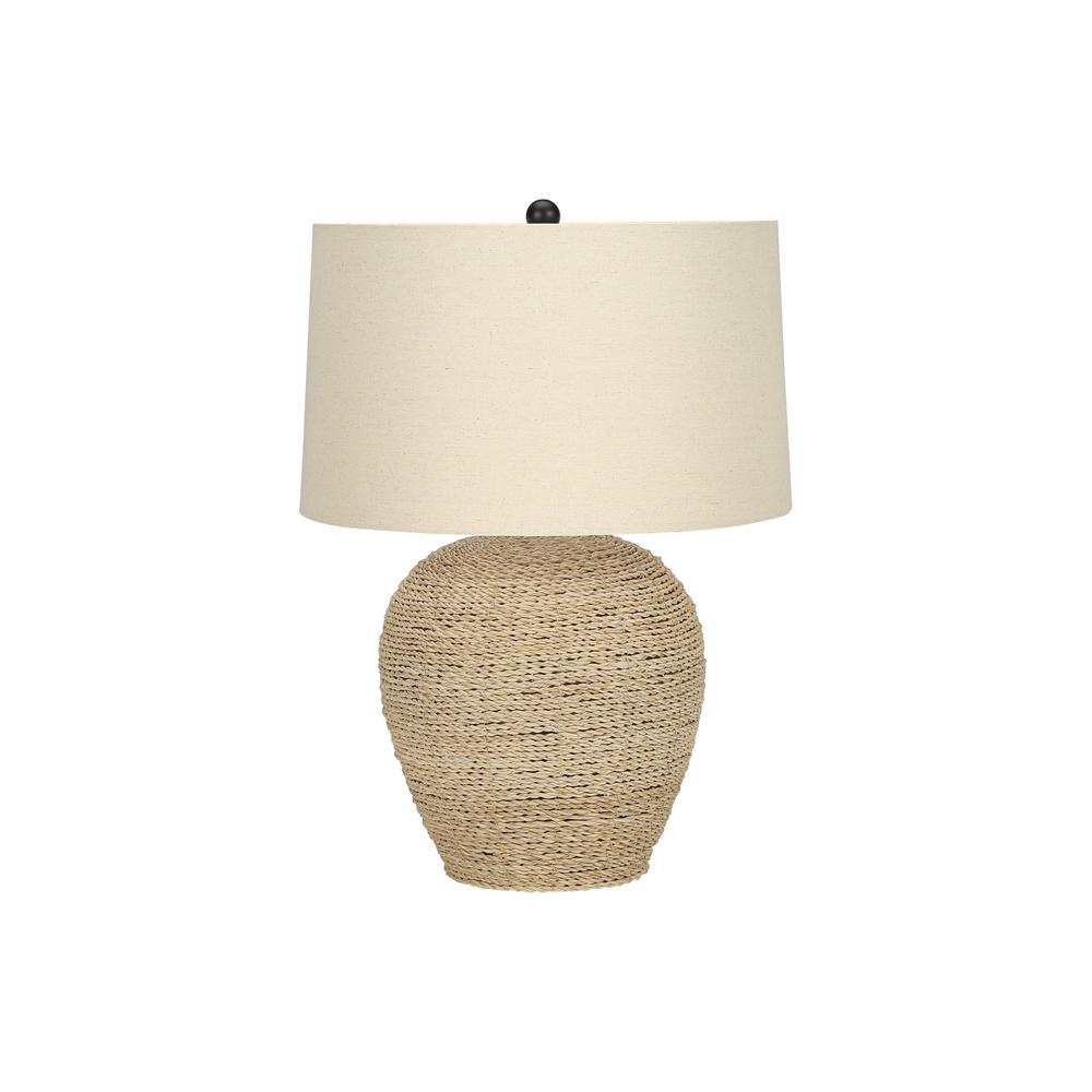 Lighting, 25"H, Table Lamp, Rattan, Beige Shade, Transitional. Picture 1