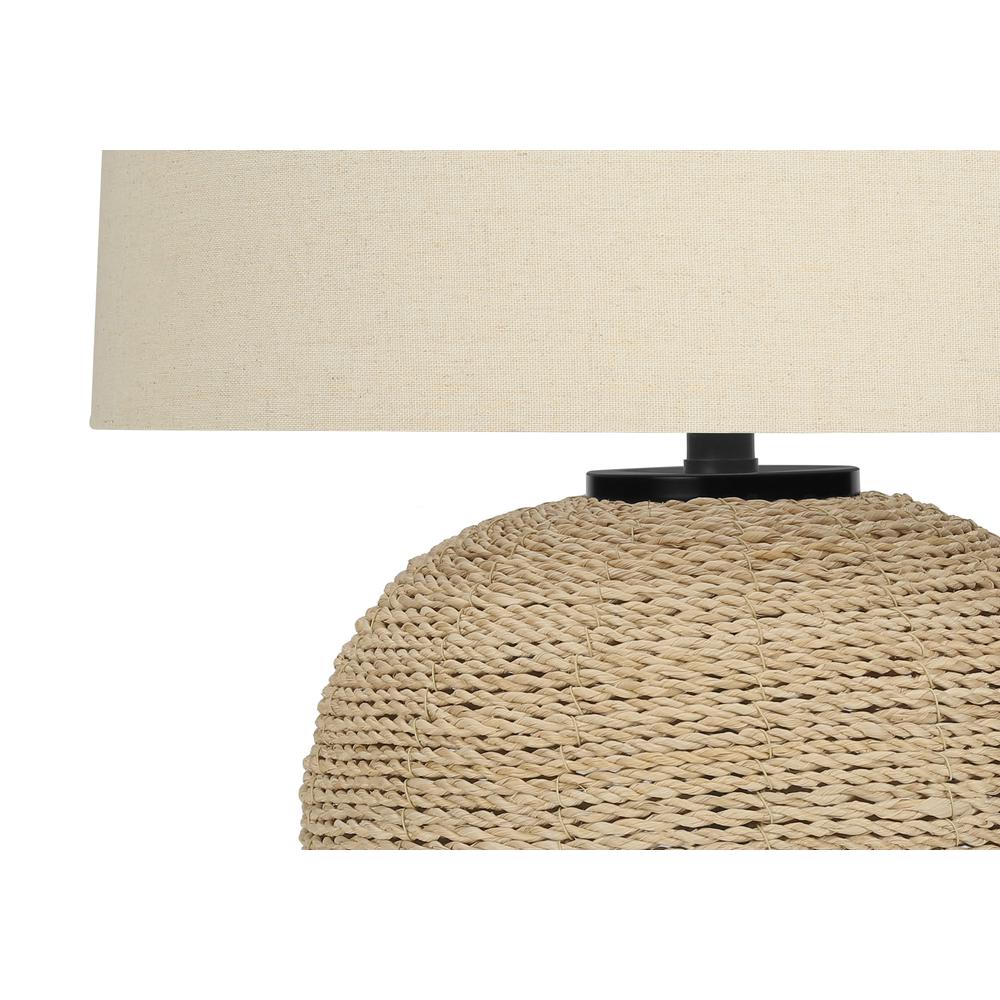 Lighting, 25"H, Table Lamp, Rattan, Beige Shade, Transitional. Picture 3