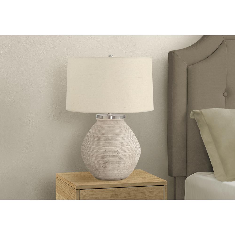 Lighting, 25"H, Table Lamp, Cream Concrete, Beige Shade, Contemporary. Picture 6