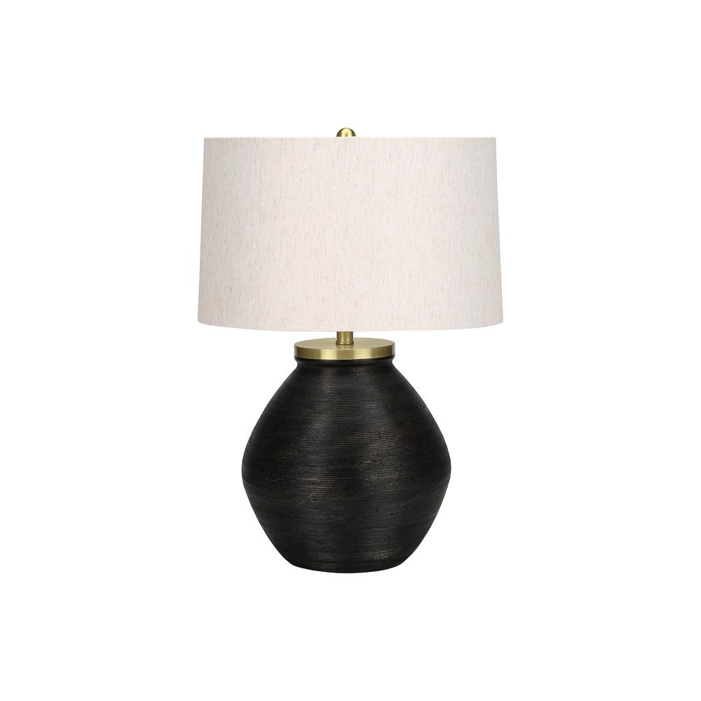 ="Lighting, 25""H, Table Lamp, Black Concrete, Ivory / Cream Shade, Contemporar. Picture 1