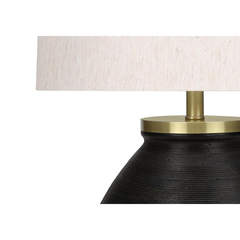 ="Lighting, 25""H, Table Lamp, Black Concrete, Ivory / Cream Shade, Contemporar. Picture 3