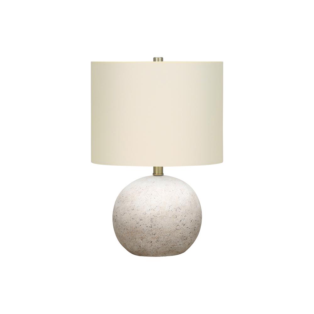 ="Lighting, 20""H, Table Lamp, Grey Concrete, Ivory / Cream Shade, Contemporary. Picture 1