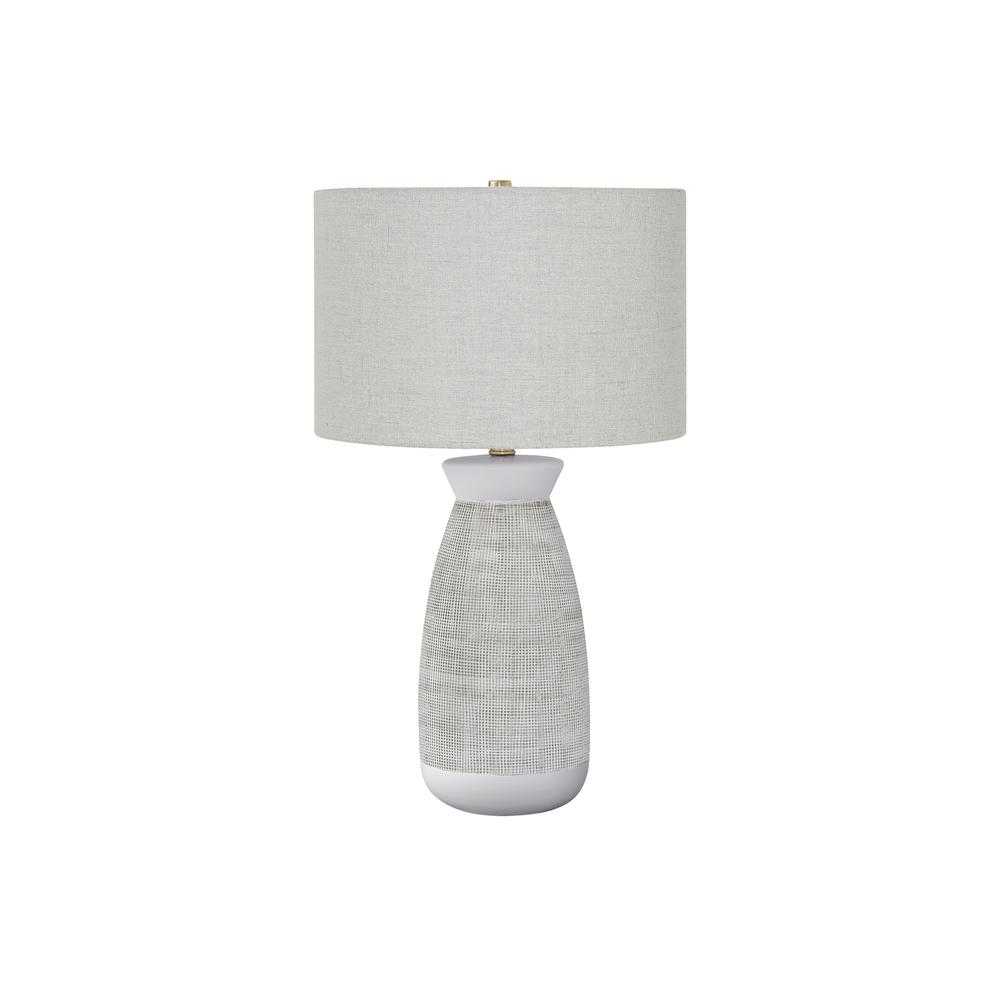 Lighting, 27"H, Table Lamp, Grey Ceramic, Grey Shade, Contemporary. Picture 1