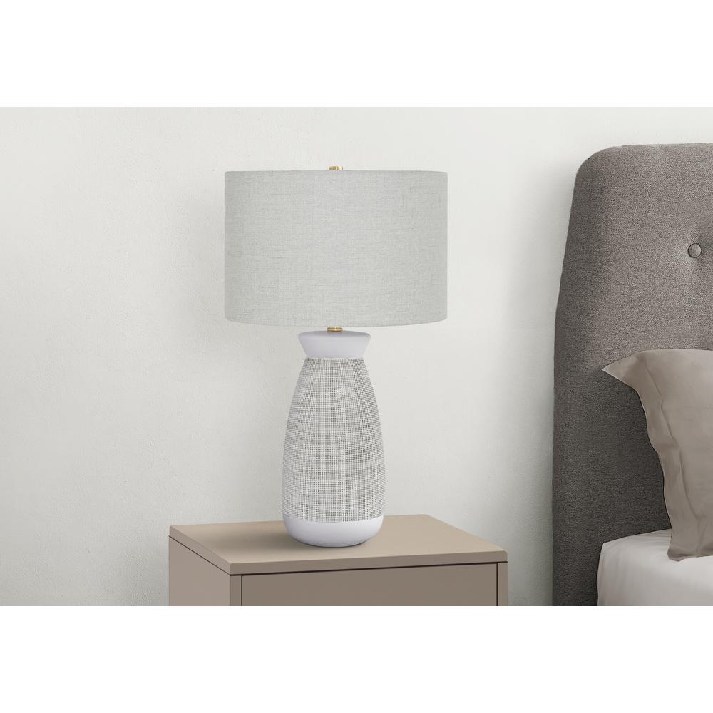 Lighting, 27"H, Table Lamp, Grey Ceramic, Grey Shade, Contemporary. Picture 6