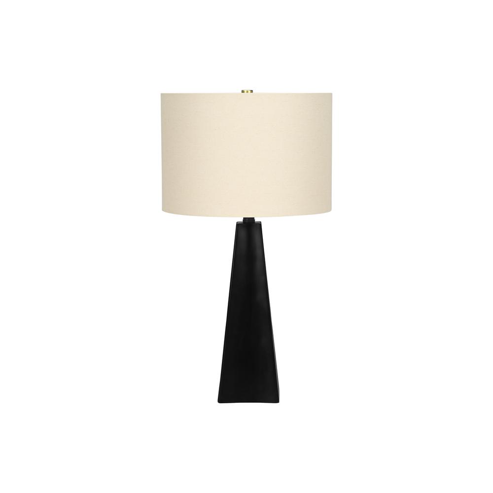 Lighting, 27"H, Table Lamp, Black Resin, Beige Shade, Modern. Picture 1