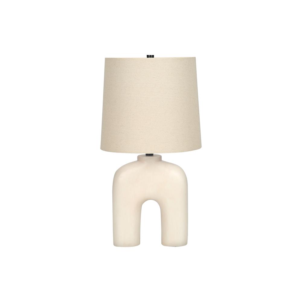 Lighting, 25"H, Table Lamp, Cream Resin, Beige Shade, Modern. Picture 1