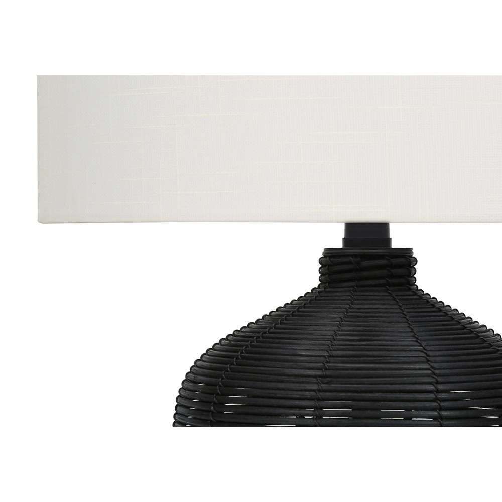 Lighting, 23"H, Table Lamp, Black Rattan, Ivory / Cream Shade, Modern. Picture 3