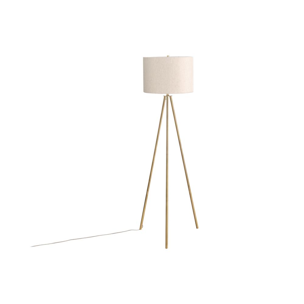 Lighting, 63"H, Floor Lamp, Brass Metal, Ivory / Cream Shade, Contemporary. Picture 1