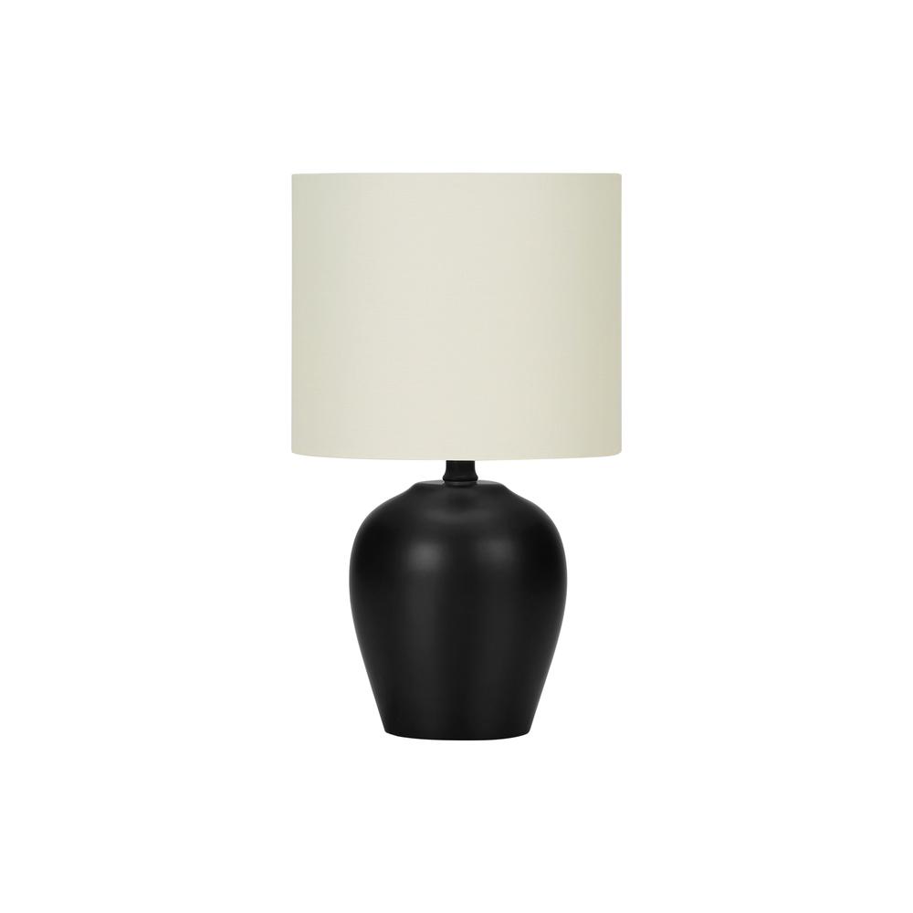 ="Lighting, 17""H, Table Lamp, Black Ceramic, Ivory / Cream Shade, Transitional. Picture 1