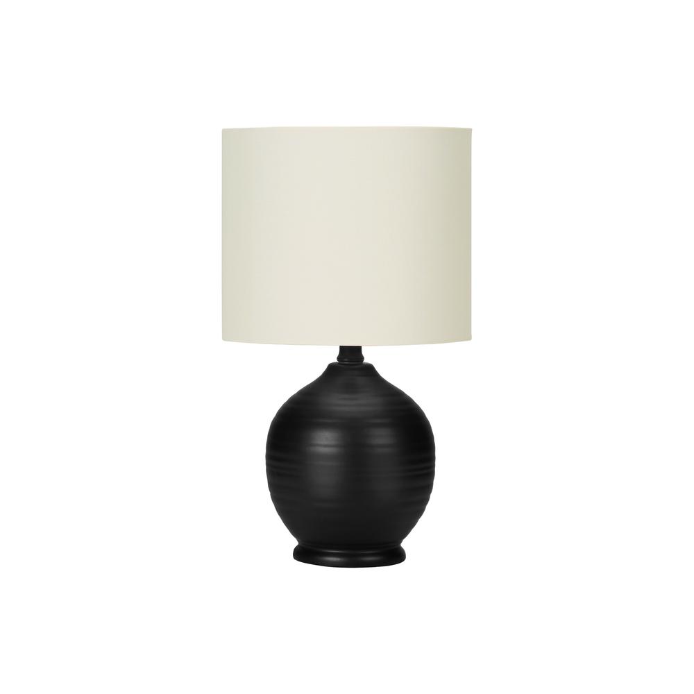 ="Lighting, 17""H, Table Lamp, Black Ceramic, Ivory / Cream Shade, Transitional. Picture 1