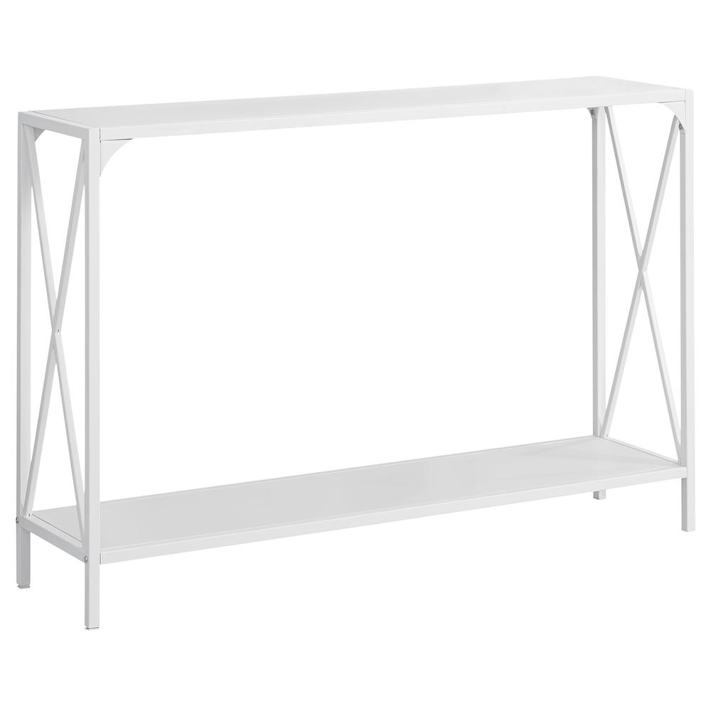 ACCENT TABLE - 48"L / WHITE / WHITE METAL HALL CONSOLE. The main picture.