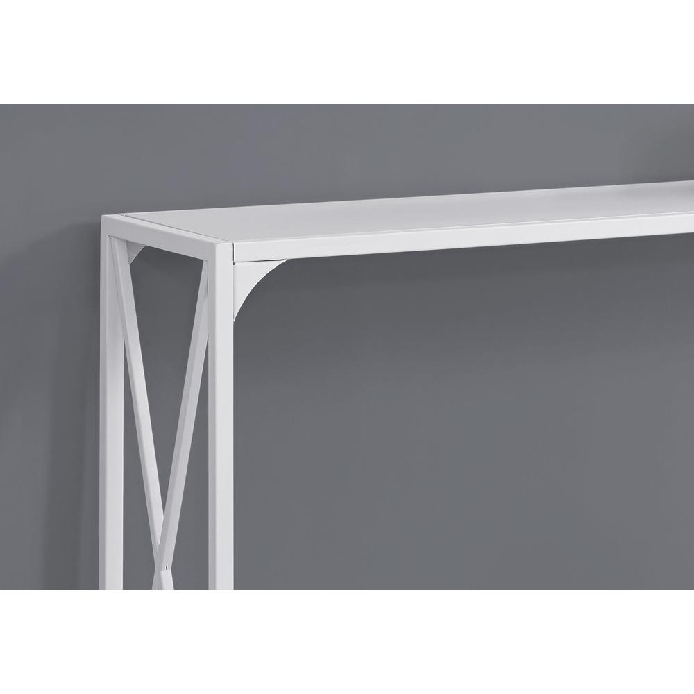 ACCENT TABLE - 48"L / WHITE / WHITE METAL HALL CONSOLE. Picture 3