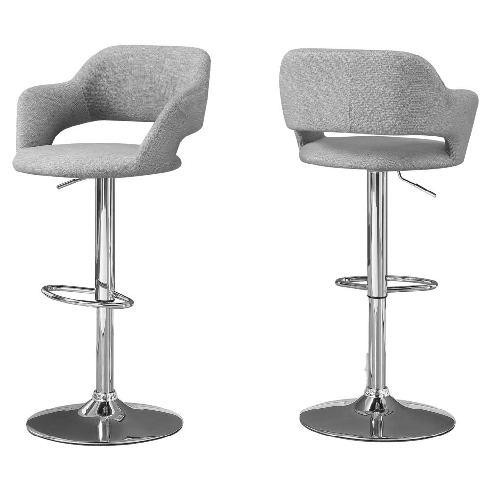 BARSTOOL - GREY FABRIC / CHROME METAL HYDRAULIC LIFT. Picture 1