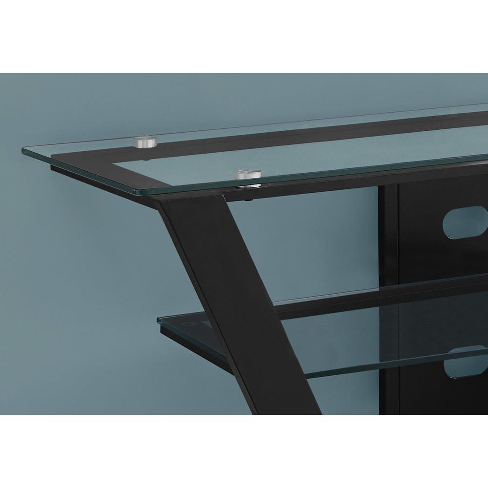 TV STAND - 48"L / BLACK METAL WITH TEMPERED GLASS. Picture 3