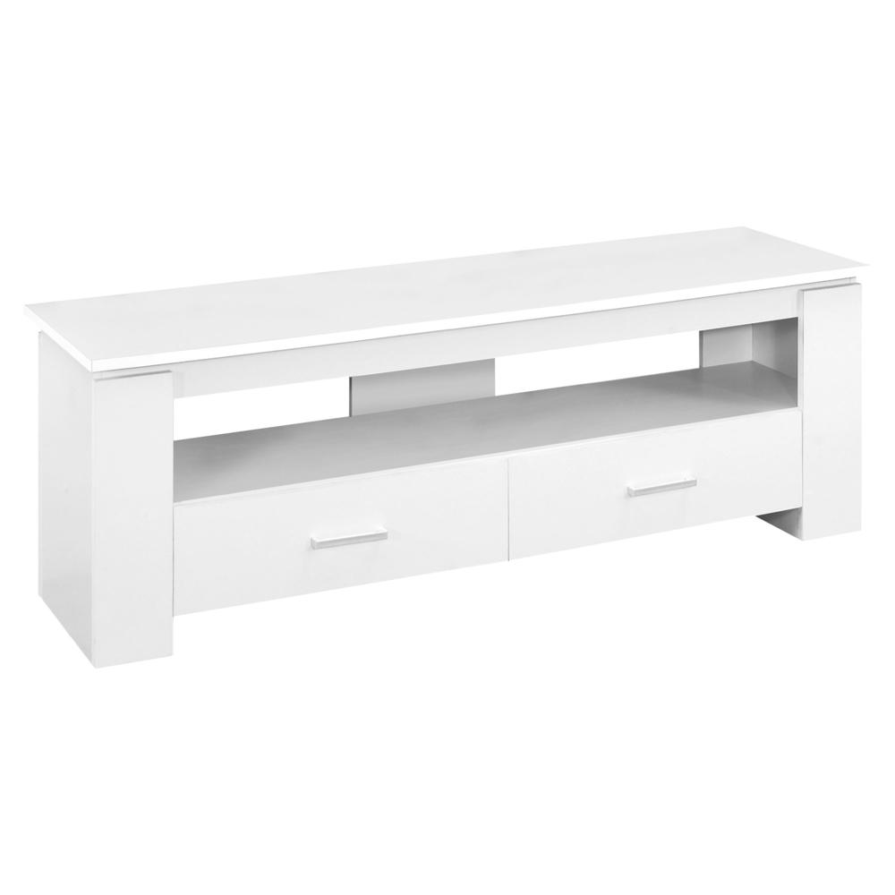 TV STAND - 48"L / WHITE WITH 2 STORAGE DRAWERS. The main picture.