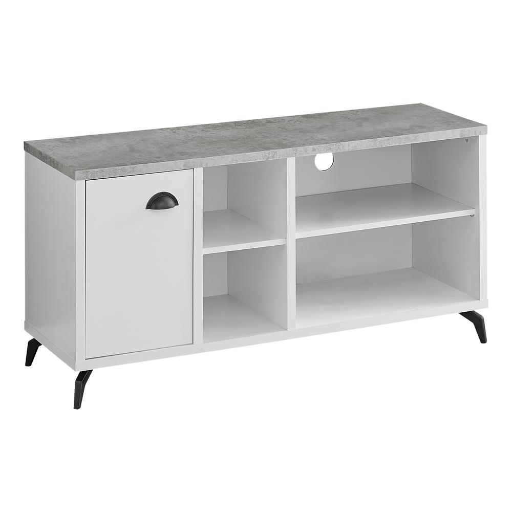 TV STAND - 48"L / WHITE / GREY CEMENT-LOOK TOP. The main picture.