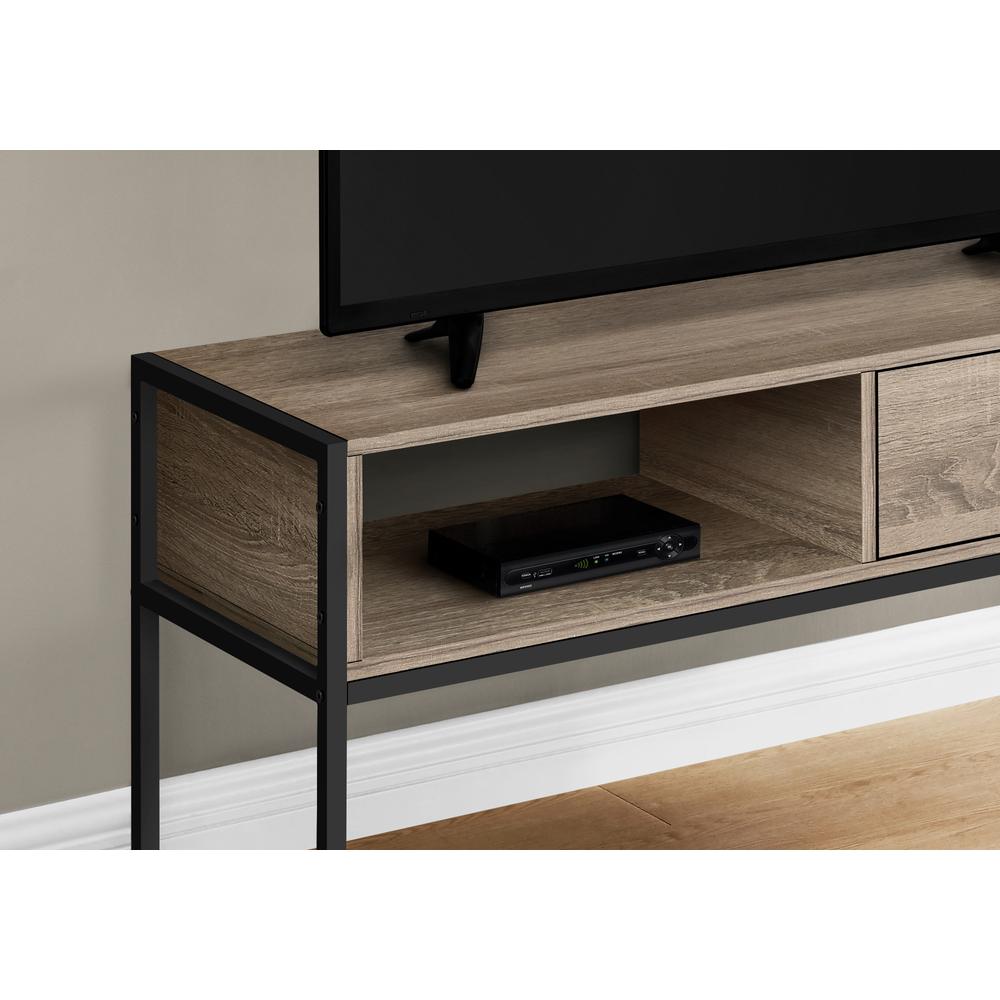 Tv Stand - 48"L, Dark Taupe, Black Metal. Picture 2
