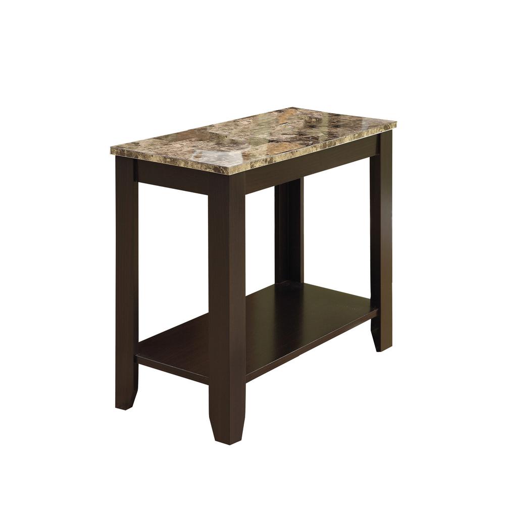 ACCENT TABLE - CAPPUCCINO / MARBLE TOP. Picture 1