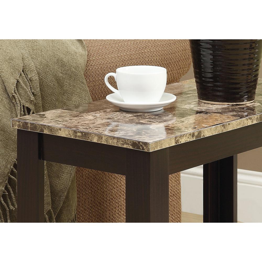 ACCENT TABLE - CAPPUCCINO / MARBLE TOP. Picture 3